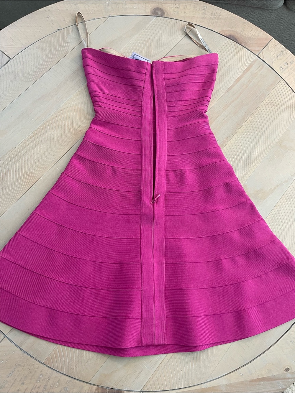 Herve Leger Fuchsia Strapless Bandage Skater Dress - Picture 2 of 8